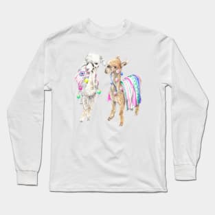 Baby Alpaca Boho Watercolor Long Sleeve T-Shirt